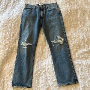Agolde Mia Mid Rise Straight Organic Cotton Distressed Jeans NEW 29